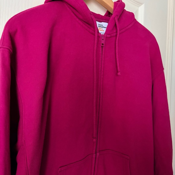 TNA Aritzia Fuchsia Sweatfleece Terry Fleece Hoodie, Boyfriend Fit, Small - Picture 3 of 10